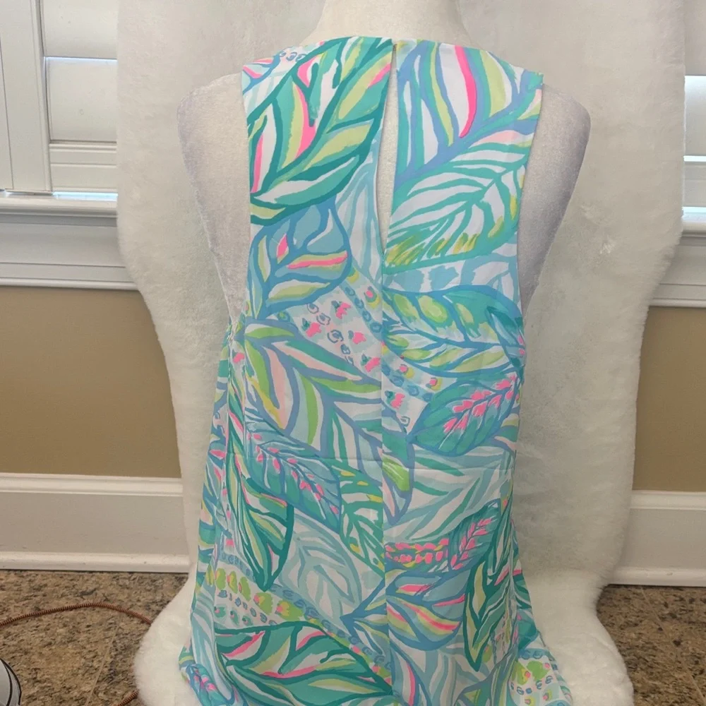 Lilly Pulitzer Tropical Print Tank Top in Aqua, Pink, Green - Picture 3 of 5